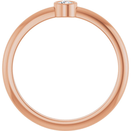 14K Rose 1/10 CT Rose-Cut Natural Diamond Stackable Ring