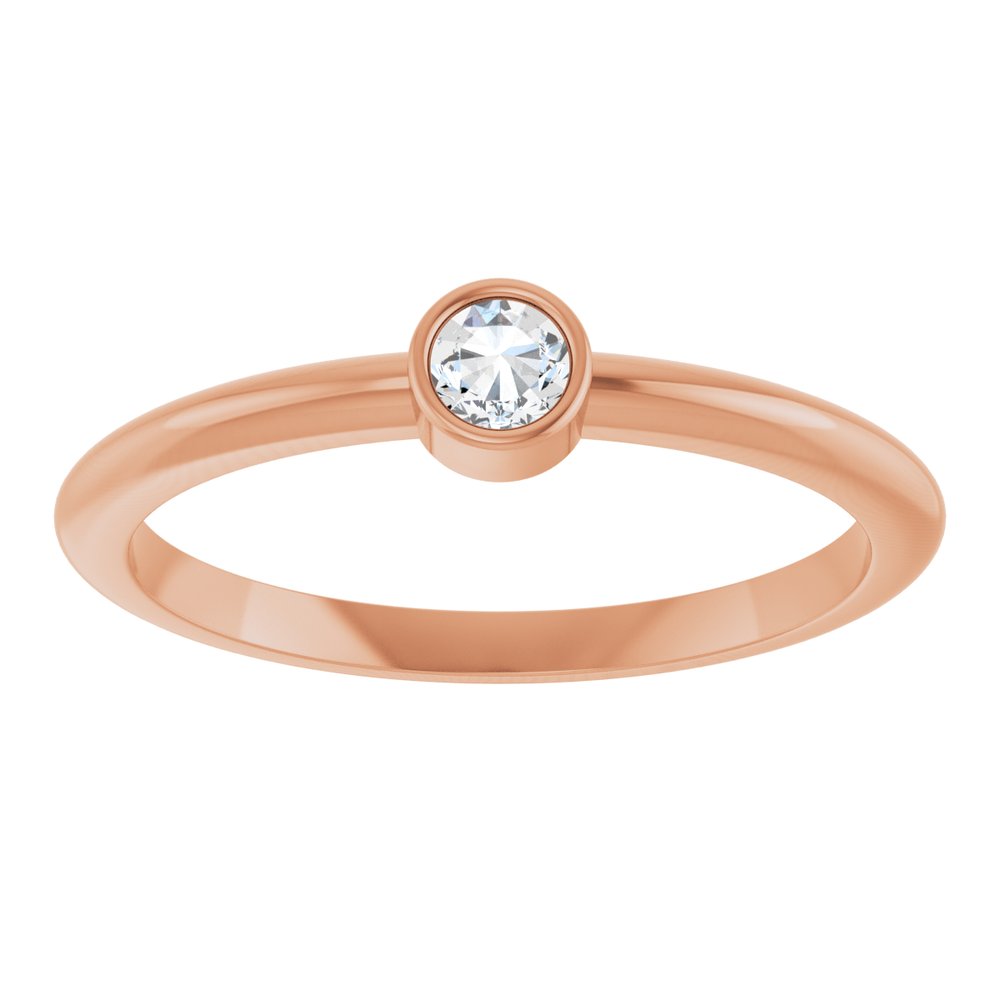14K Rose Gold 1/10 CT Rose-Cut Natural Diamond Stackable Ring