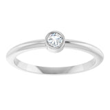 14K White 1/10 CT Rose-Cut Natural Diamond Stackable Ring