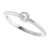 14K White 1/10 CT Rose-Cut Natural Diamond Stackable Ring