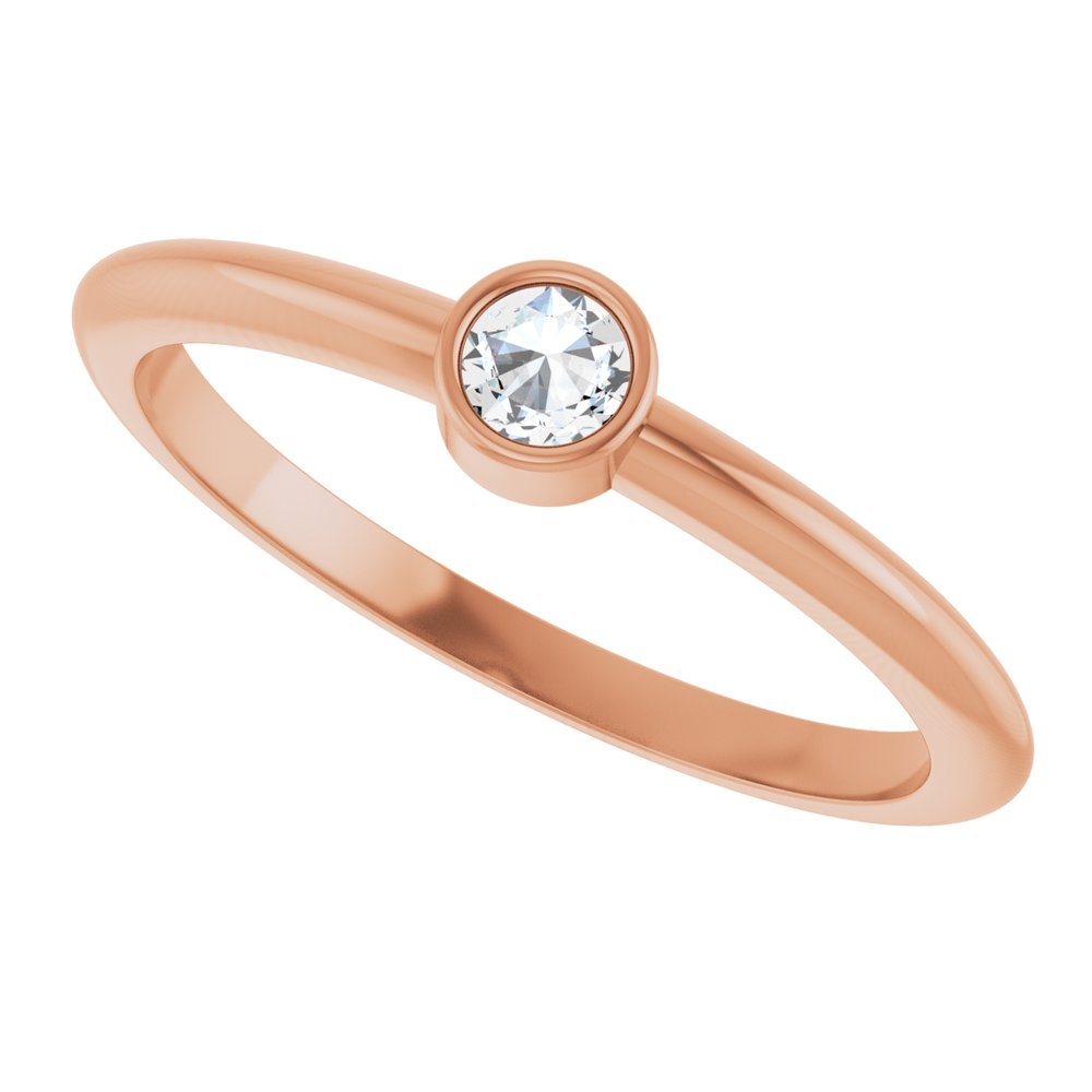 14K Rose Gold 1/10 CT Rose-Cut Natural Diamond Stackable Ring