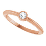 14K Rose Gold 1/10 CT Rose-Cut Natural Diamond Stackable Ring