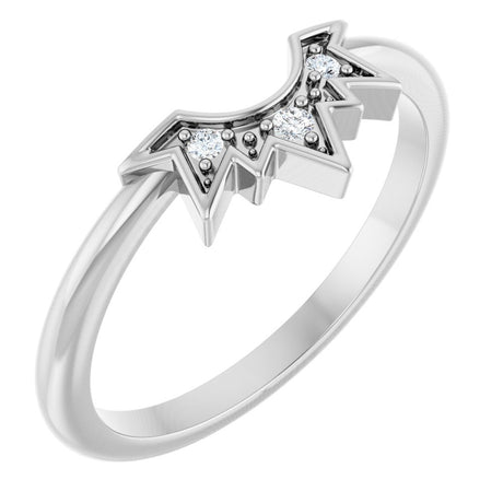 14K White Gold .03 CTW Natural Diamond Sunburst Contour Band