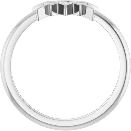 14K White Gold .03 CTW Natural Diamond Sunburst Contour Band