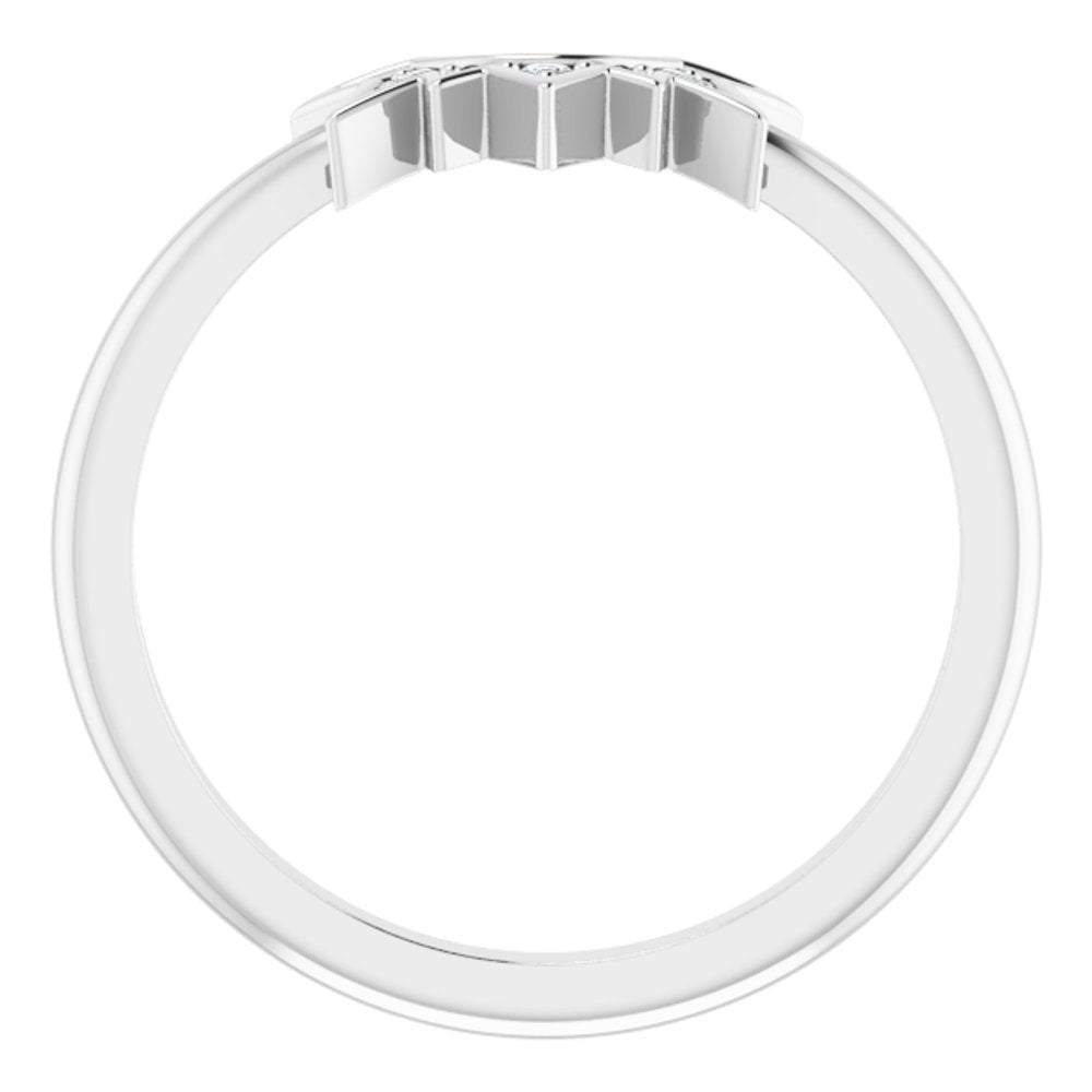 14K White .03 CTW Natural Diamond Sunburst Contour Band