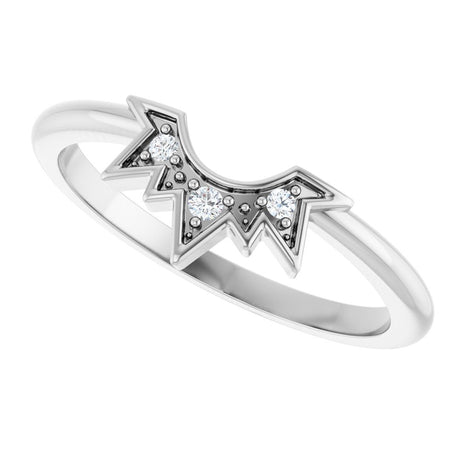14K White Gold .03 CTW Natural Diamond Sunburst Contour Band