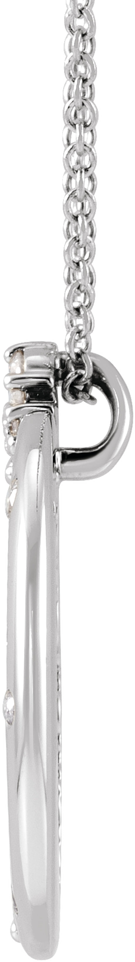 14K White Gold 1/4 CTW Lab-Grown Diamond Crescent Moon 16-18" Necklace