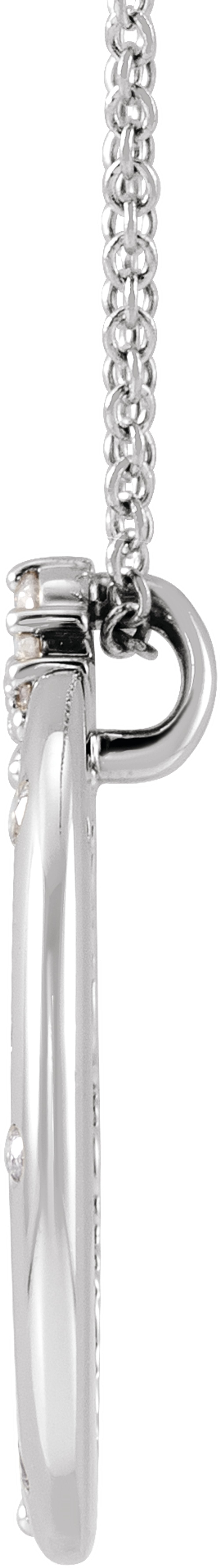 14K White Gold 1/4 CTW Lab-Grown Diamond Crescent Moon 16-18" Necklace