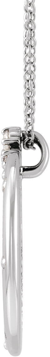 14K White Gold 1/4 CTW Lab-Grown Diamond Crescent Moon 16-18" Necklace