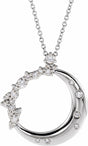 14K White Gold 1/4 CTW Lab-Grown Diamond Crescent Moon 16-18" Necklace