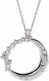 14K White Gold 1/4 CTW Natural Diamond Crescent Moon 16-18" Necklace