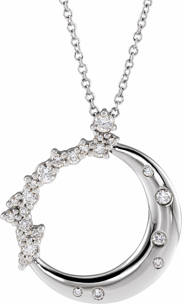 14K White Gold 1/4 CTW Natural Diamond Crescent Moon 16-18" Necklace