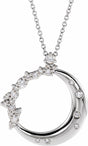 14K White Gold 1/4 CTW Natural Diamond Crescent Moon 16-18" Necklace