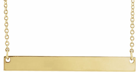 14K Yellow Gold Engravable Bar 18" Necklace