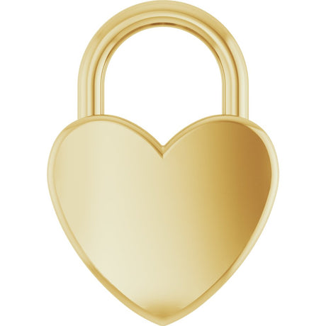 14K Yellow Gold Engravable Heart Lock Pendant