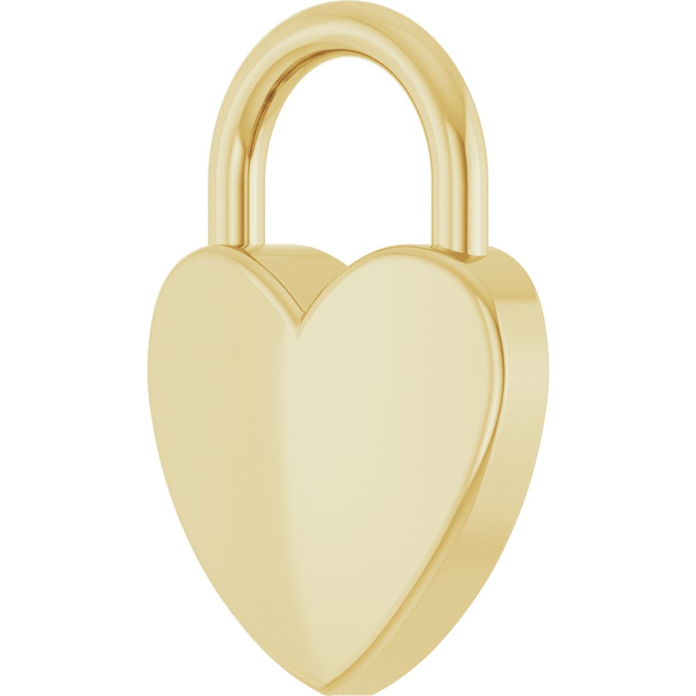 14K Yellow Gold Engravable Heart Lock Pendant