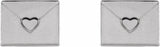 14K White Heart Envelope Earrings