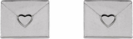 14K White Gold Heart Envelope Earrings