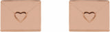 14K Rose Heart Envelope Earrings