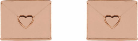 14K Rose Heart Envelope Earrings