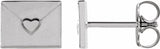 14K White Heart Envelope Earrings