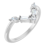 14K White Gold 1/4 CTW Natural Diamond V Ring