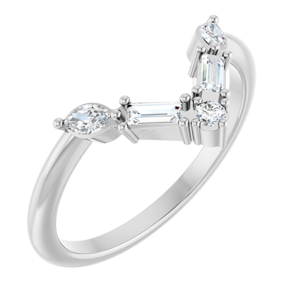 14K White Gold 1/4 CTW Lab-Grown Diamond V Ring