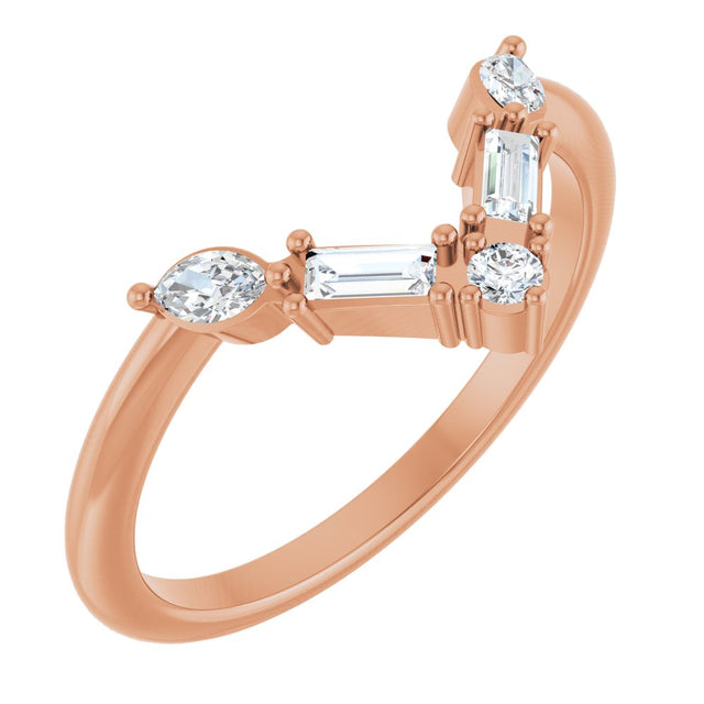 14K Rose Gold 1/4 CTW Natural Diamond V Ring