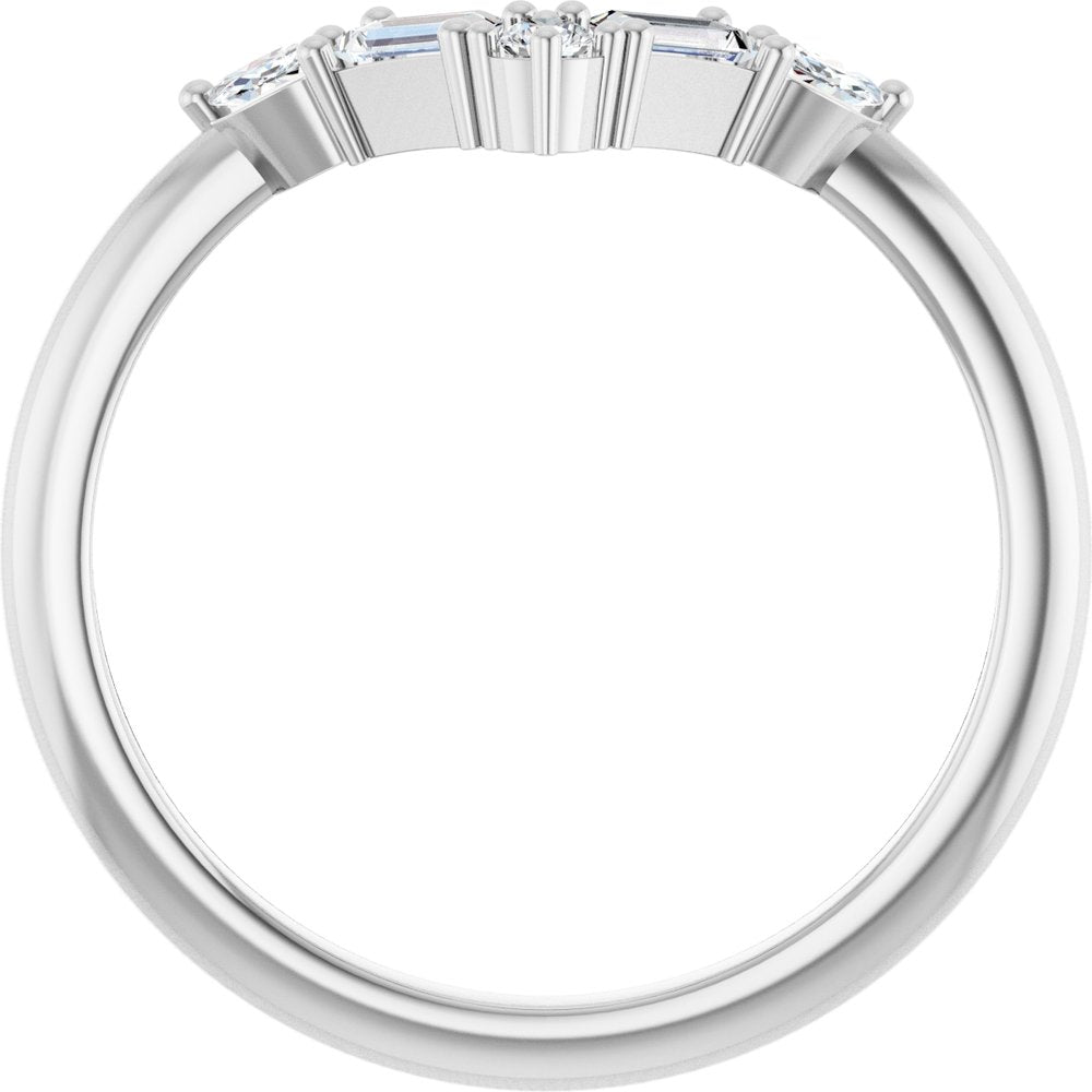 14K White Gold 1/4 CTW Natural Diamond V Ring