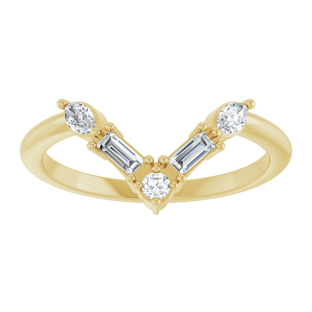 14K Yellow 1/4 CTW Lab-Grown Diamond V Bar Ring