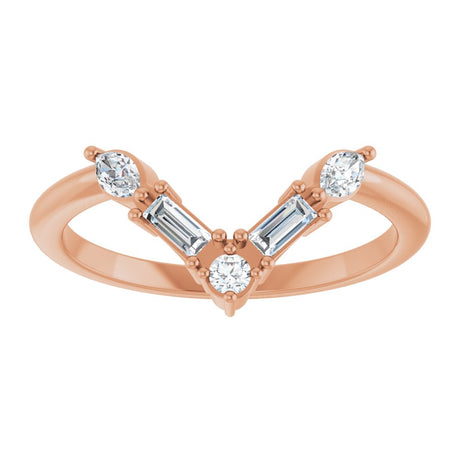 14K Rose Gold 1/4 CTW Natural Diamond V Ring