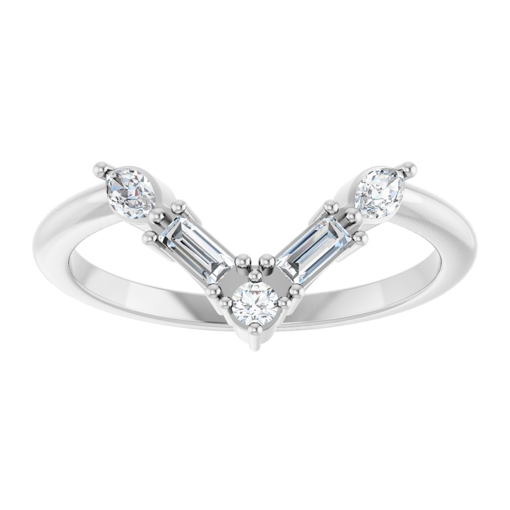 14K White Gold 1/4 CTW Natural Diamond V Ring