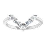 14K White Gold 1/4 CTW Natural Diamond V Ring