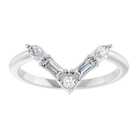 14K White Gold 1/4 CTW Natural Diamond V Ring