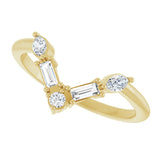 14K Yellow 1/4 CTW Natural Diamond V Bar Ring