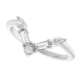 14K White Gold 1/4 CTW Natural Diamond V Ring