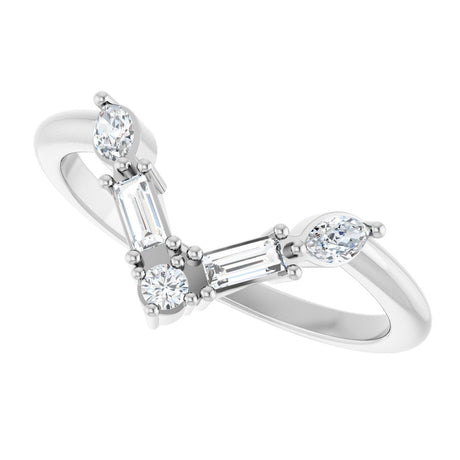 14K White Gold 1/4 CTW Lab-Grown Diamond V Ring