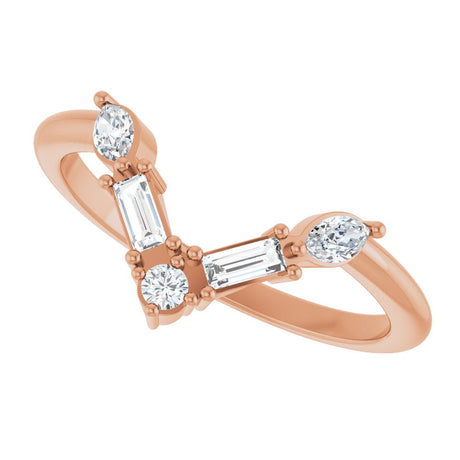 14K Rose 1/4 CTW Natural Diamond V Ring