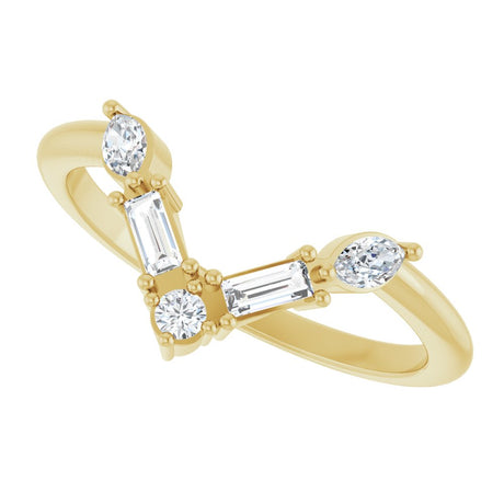 14K Yellow Gold 1/4 CTW Natural Diamond V Ring