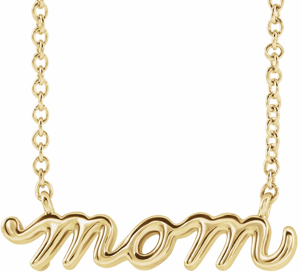 14K Yellow Petite Mom Script 18" Necklace 