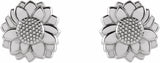 14K White Tiny Sunflower Earrings