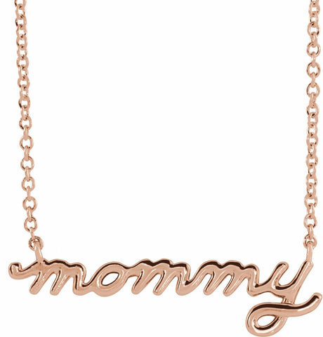 14K Rose Petite Mommy Script 18" Necklace 