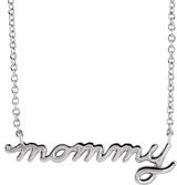 14K White Gold Petite Mommy Script 18" Necklace 