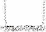 14K White Gold Petite Mama Script 18" Necklace