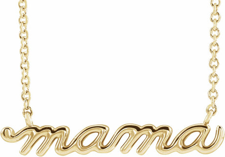 10K Yellow Gold Petite Mama Script 18" Necklace