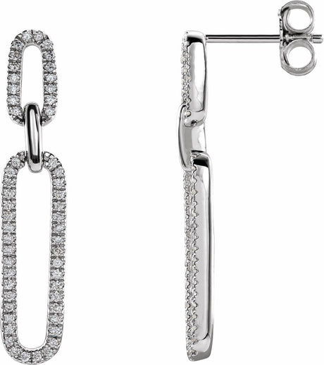 14K White Gold 1/3 CTW Natural Diamond Link Earrings