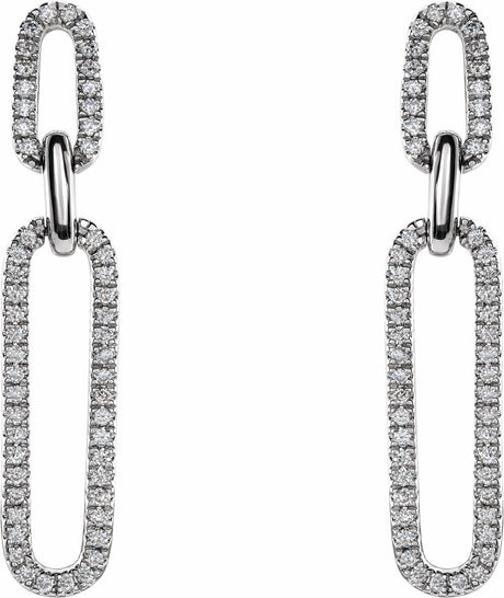 14K White Gold 1/3 CTW Natural Diamond Link Earrings