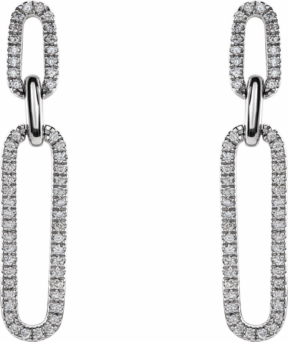 14K White 1/3 CTW Natural Diamond Link Earrings