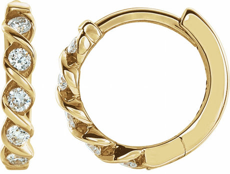 14K Yellow Gold 1/10 CTW Natural Diamond 9 mm Hoop Earrings