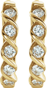 14K Yellow 1/10 CTW Natural Diamond 9 mm Hoop Earrings